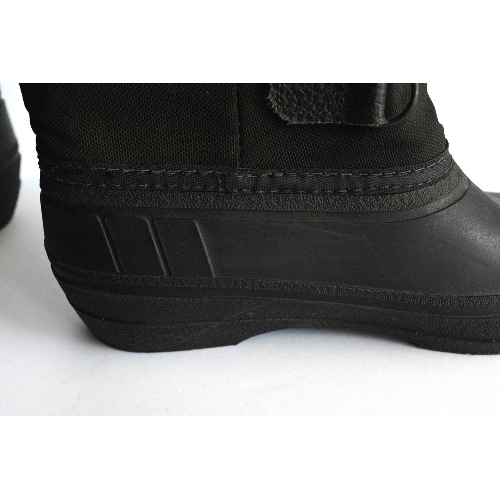 LL Bean Women's Black Canvas Pull On Mid Calf Drawstring Winter Boots Size 7 - Picture 13 of 16